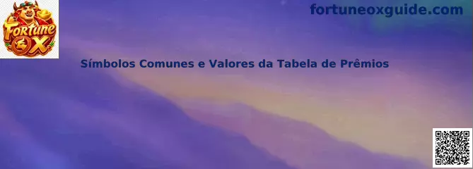 Símbolos comunes y valores de tabla de premios Fortune Ox